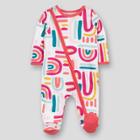 Lamaze Baby Organic Cotton Rainbow Brush Strokes Sleep N' Play - Coral Pink Newborn