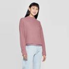 Women's Long Sleeve Lace Trim Mock Turtleneck Pullover - Xhilaration Mauve Xs, Women's, Pink