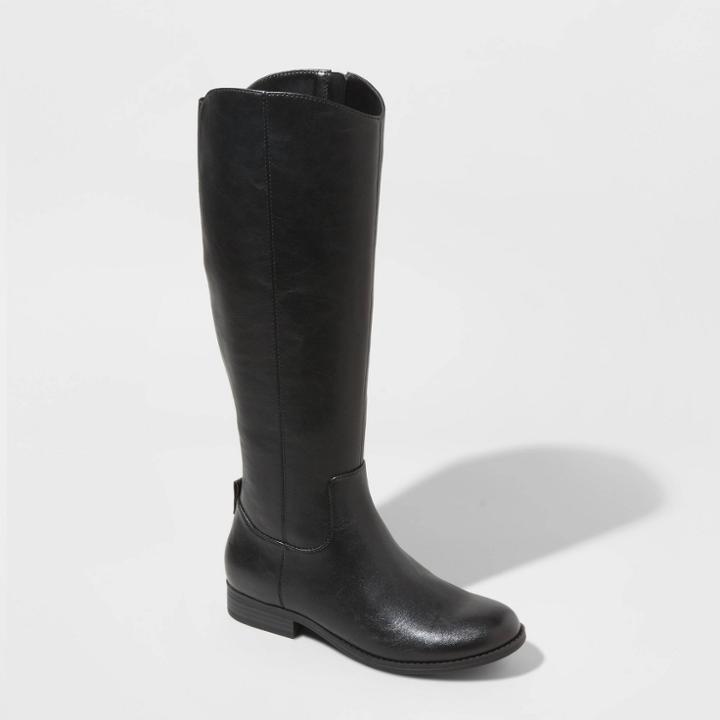 Women's Brisa Wide Calf Faux Leather Riding Boots - Universal Thread Black