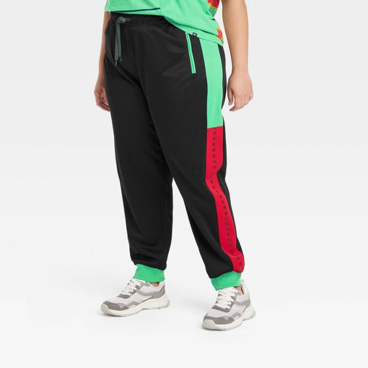 Houston White Adult Plus Size Track Pants - Jet Black