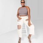 Women's Plus Size Striped Square Neck Elastic Strap Tank Top - Wild Fable
