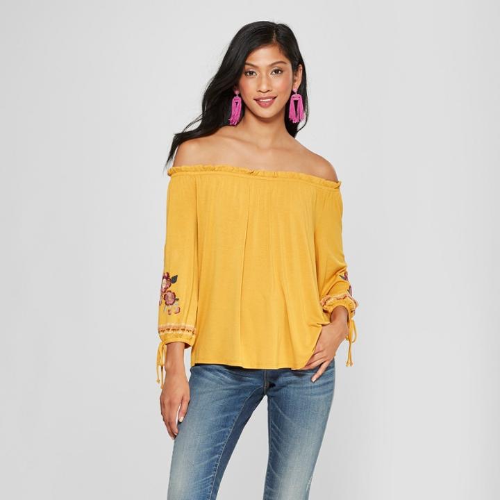 Women's Long Sleeve Blouse - Xhilaration Goldenrod
