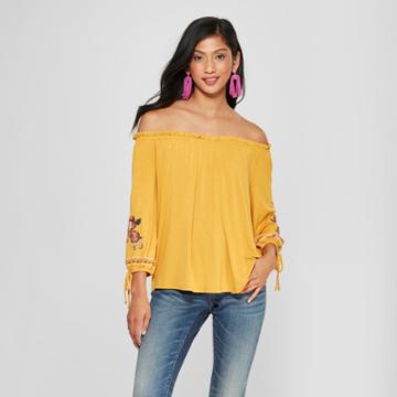 Women's Long Sleeve Blouse - Xhilaration Goldenrod