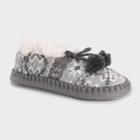 Muk Luks Women's Classic Ballerina Slipper Socks With Poms - Gray