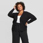 Women's Plus Size Long Sleeve Light Weight Rib Cardigan - A New Day Black