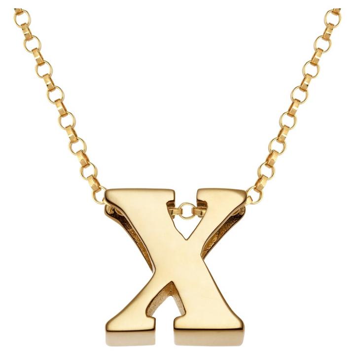 Target Women's Sterling Silver 'x' Initial Charm Pendant - Gold, X