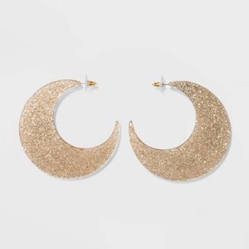 Sugarfix By Baublebar Glittering Crescent Hoop Earrings - Gold Glitter, Women's