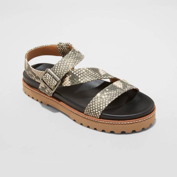 Women's Annika Wide Width Snake Print Platform Footbed Sandals - Universal Thread Gray