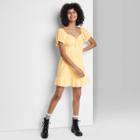 Women's Short Sleeve Sweetheart Ruffle With Tie-back Dress - Wild Fable Yellow
