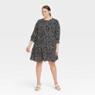 Women's Plus Size Bishop 3/4 Sleeve Dress - Who What Wear Black Polka Dots