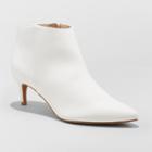 Women's Dominique Pointed Kitten Heel Booties - A New Day White