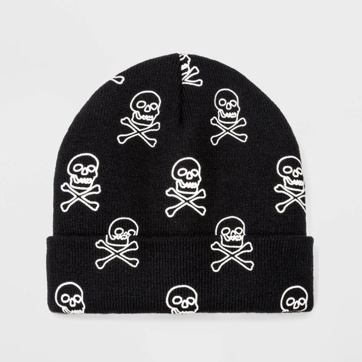 Boys' Halloween Glow In The Dark Skull Beanie - Cat & Jack Black