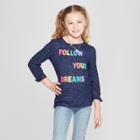 Girls' Follow Your Dreams Cozy 3/4 Sleeve Pullover - Cat & Jack Navy