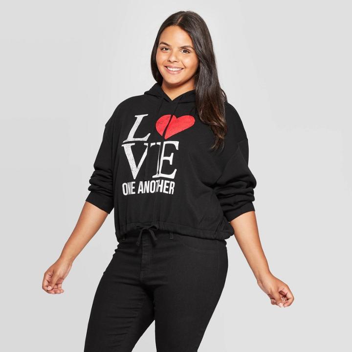 Modern Lux Women's Love One Another Plus Size Sweatshirt (juniors') - Black