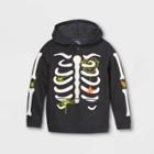Kids' Adaptive Abdominal Access Halloween Skeleton Hoodie - Cat & Jack Black