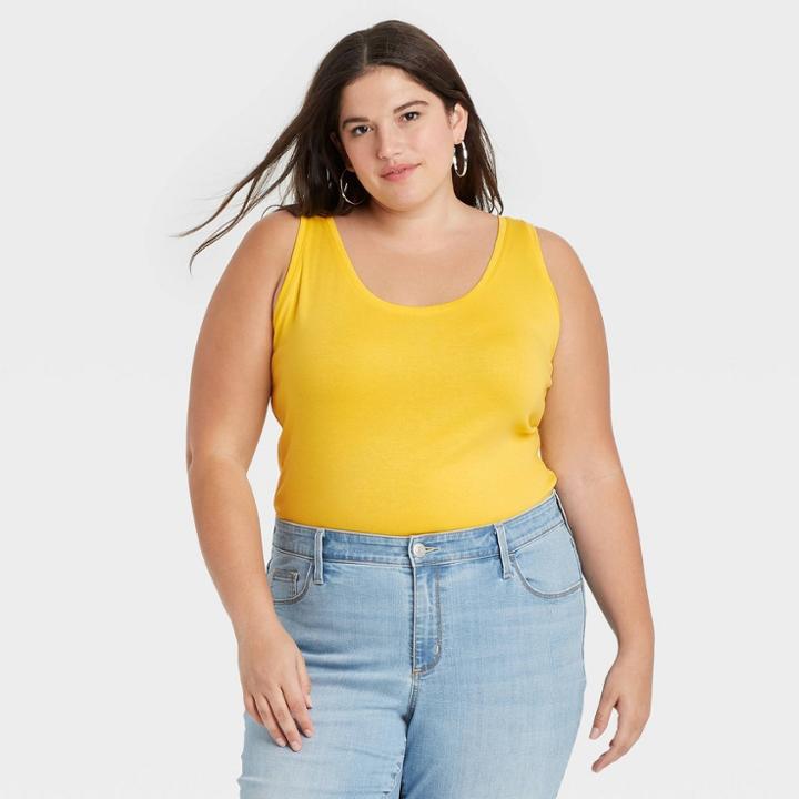 Women's Plus Size Tank Top - Ava & Viv Yellow