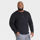 Men's Big & Tall Long Sleeve Textured Henley Shirt - Goodfellow & Co Black