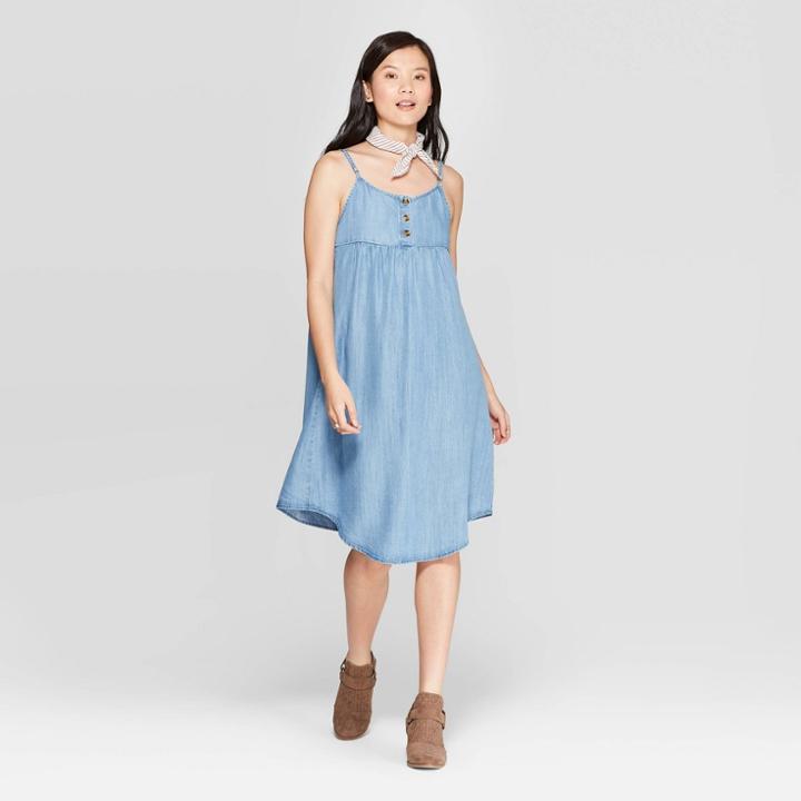 Women's Sleeveless Square Neck Shift Dress - Knox Rose Blue