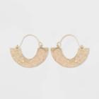Flat Half Circle Brass And In Worn Gold Hoop Earrings - Universal Thread Gold, Women's