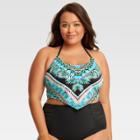 Beach Betty By Miracle Brands Women's Plus Size Slimming Control Flounce Bikini Top Bikini Swim Top - Palm Print 3x,