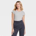 Women's Fitted Crew Short-sleeve T-shirt - Universal Thread Heather Gray