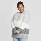 Women's Plus Size Brush Striped Crewneck Tunic Sweater - Universal Thread Gray 3x, Women's,