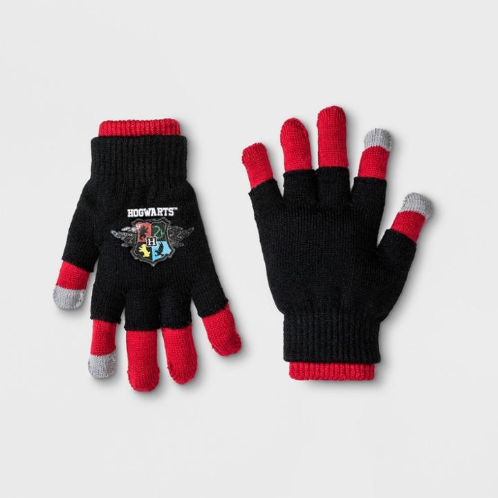 Boys' Harry Potter 2 In 1 Gloves - Black/red