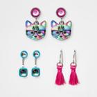 Girls' 3pk Rainbow Cat Stud Earrings - Cat & Jack One Size,