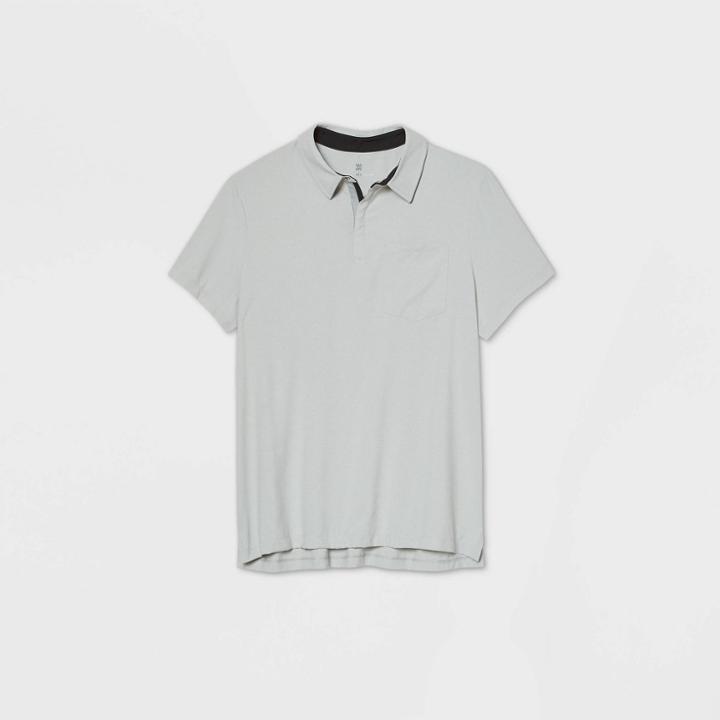 Men's Stretch Woven Golf Polo Shirt - All In Motion Gray S, Men's,