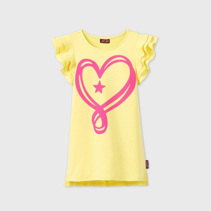 Jojo's Closet Girls' Jojo Siwa Heart Tunic Ruffle Sleeve T-shirt - Yellow