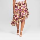 Women's Plus Size Floral Ruffle Skirt - Ava & Viv Berry X, Red