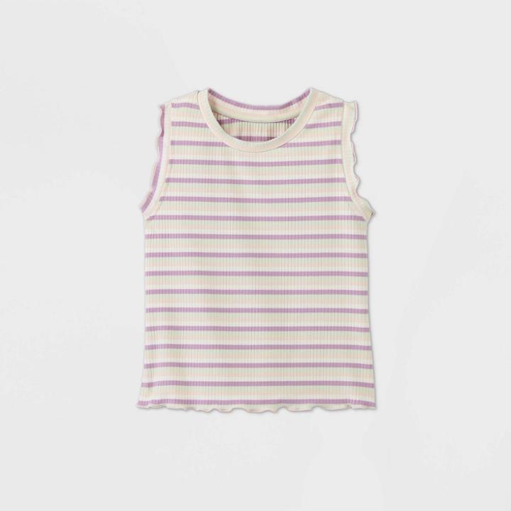 Girls' Ribbed Lettuce Edge Tank Top - Art Class