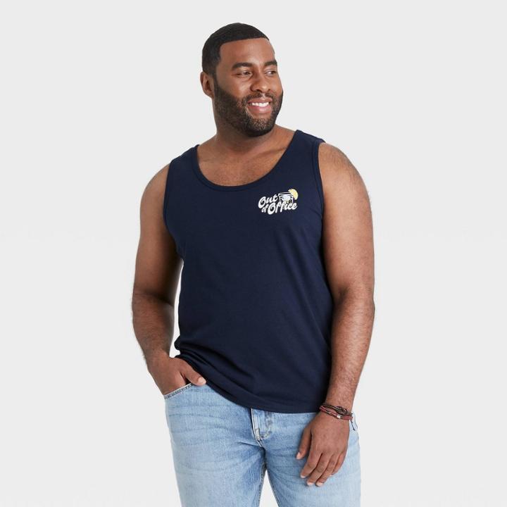 Men's Tall Standard Fit U-neck Tank Top - Goodfellow & Co Xavier Navy