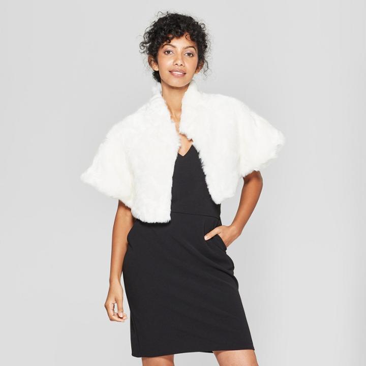 Women's Faux Fur Capelette - Estee & Lilly Cream (ivory)