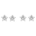 Journee Collection 1 Ct. T.w. Star-cut Cz Prong Set Stud Earrings Set In Sterling Silver - White/white, Girl's