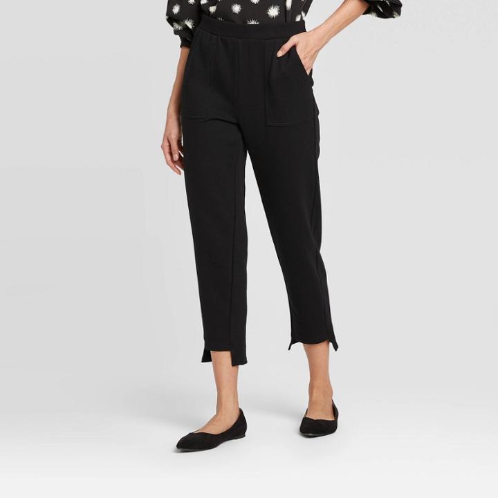 Women's Mid-rise Step Hem Knit Lounge Pants - Who What Wear Black