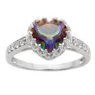 1 3/4 Tcw Tiara Heart-cut Mystic Blue Topaz Crown Ring In Sterling
