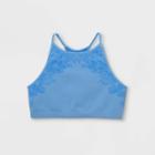 Girls' Floral Seamless Bra - All In Motion Pacific Blue