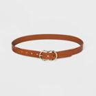 Women's Double-ring Buckle Embossed Belts - A New Day Tan S, Women's, Size: