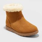 Girls' Mila Zipper Slip-on Winter Shearling Style Boots - Cat & Jack Cognac
