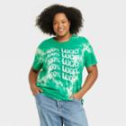 Mighty Fine Women's Plus Size 100% Lucky Short Sleeve Graphic T-shirt - Green
