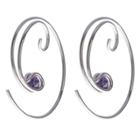 Journee Collection 3/8 Ct. T.w. Round-cut Cz Bezel Set Handmade Hoop Earrings In Sterling Silver - Purple, Girl's