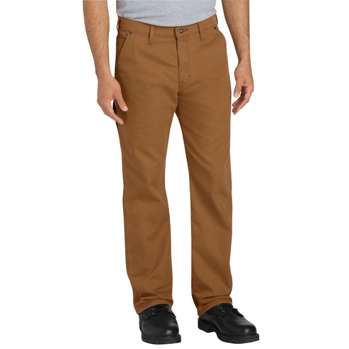 Dickies Men's Big & Tall Flex Regular Straight Fit Duck Canvas Carpenter - Brown