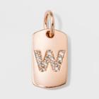Sterling Silver Initial W Cubic Zirconia Pendant - A New Day Rose Gold, Rose Gold - W