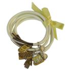 Zirconite Multi-strand Bracelet With Fashionista Charms - Yellow, Women's