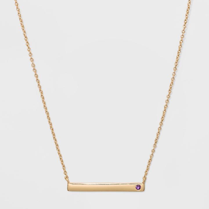 Silver Plated Genuine Amethyst Bar Necklace - A New Day Gold