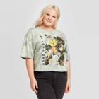Women's Let Love Grow Plus Size Short Sleeve Cropped T-shirt - Mighty Fine (juniors') - Light Green 1x, Women's,