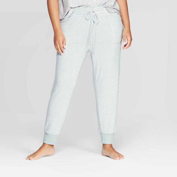 Women's Striped Plus Size Perfectly Cozy Lounge Jogger Pants - Stars Above Mint 1x, Women's, Size: