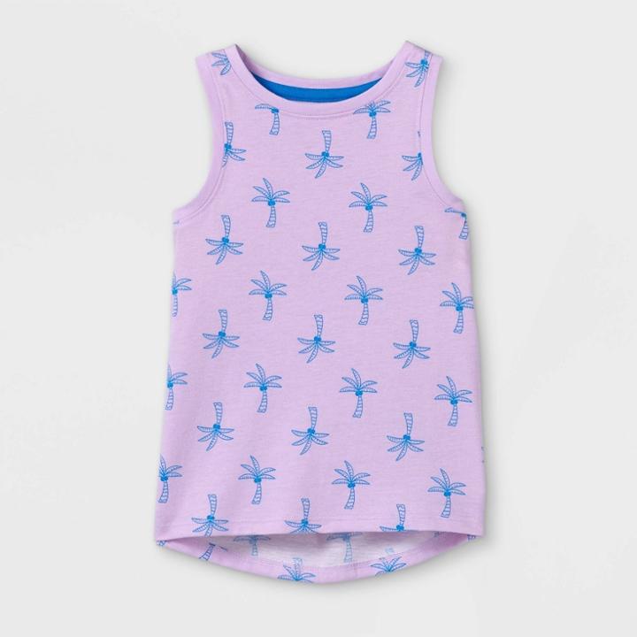 Toddler Girls' Palm Tree Tank Top - Cat & Jack Light Purple