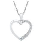 Target Diamond Accent Round White Diamond Heart Pendant In Sterling Silver, Women's